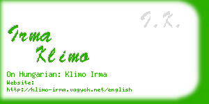 irma klimo business card